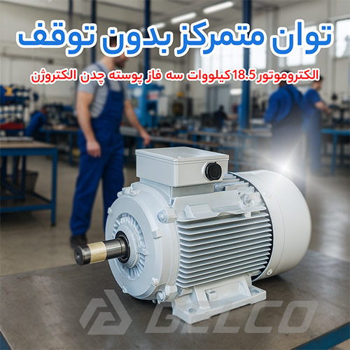 الکتروموتور 18.5 کیلووات سه فاز پوسته چدن الکتروژن